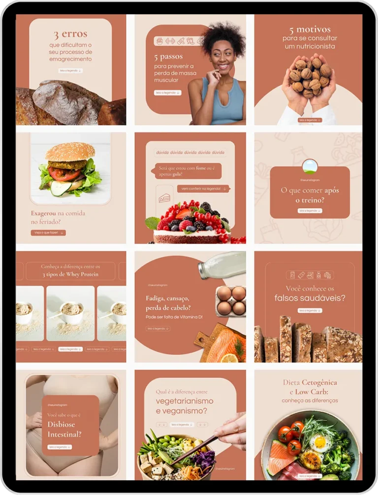 Template de posts para Instagram no Canva para nutricionistas;